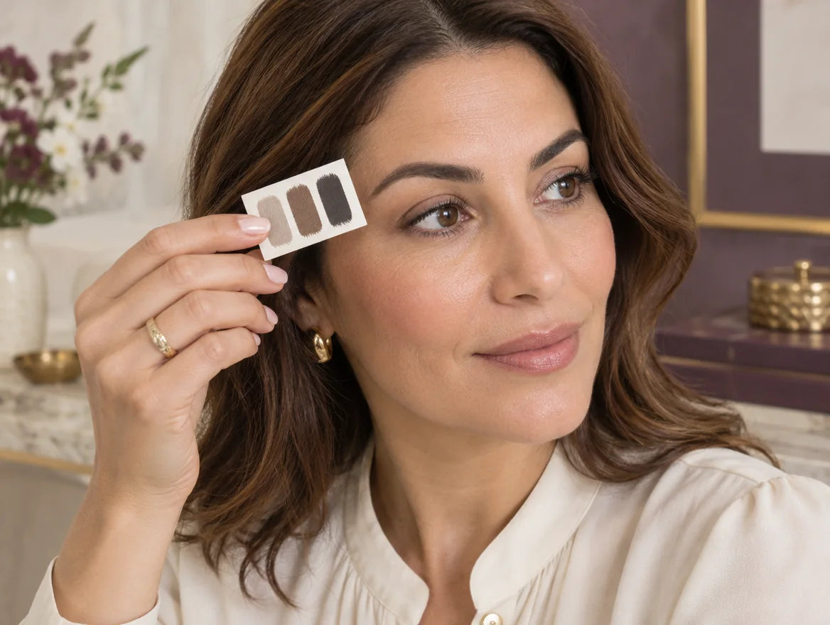 Comparer trois nuances près de ses sourcils naturels